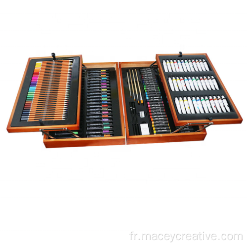 174pcs Boîte en bois Drawing Painting Art Stationery Set